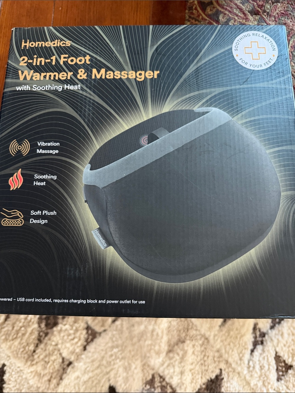 Homedics Black and Gray 2-in-1 Foot Warmer & Massager